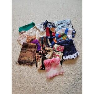Lot Of 19 Random Mix Of Scarves Various Pattern And Sizes